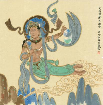 张玲丽 《克孜尔飞天造像》   纸本         68cm×68cm      2023年